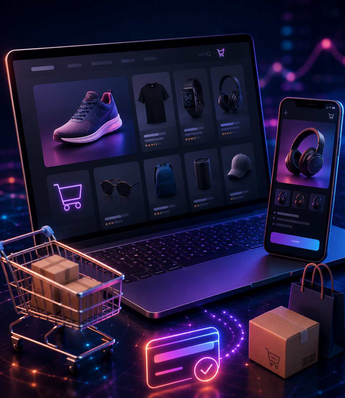 Shopify ecommerce store with product catalogue, cart and mobile shopping experience